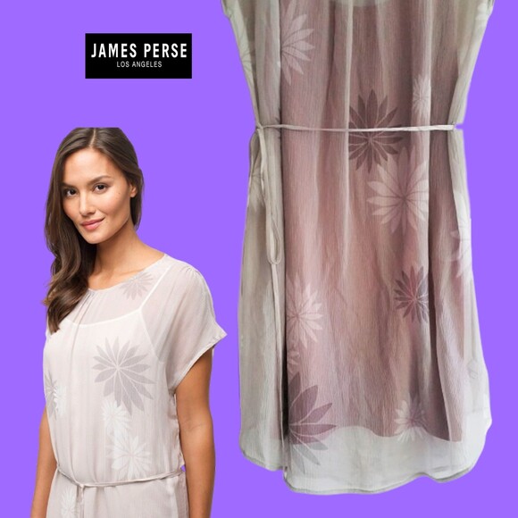 JAMES PERSE NEW Floral 100% Silk Sash Tie Lithe Sleeves Dress S - Picture 5 of 12